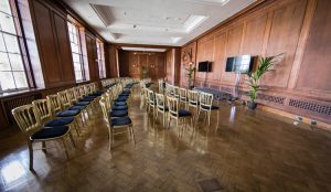 Day delegate event theatre layout at Riverside Rooms London